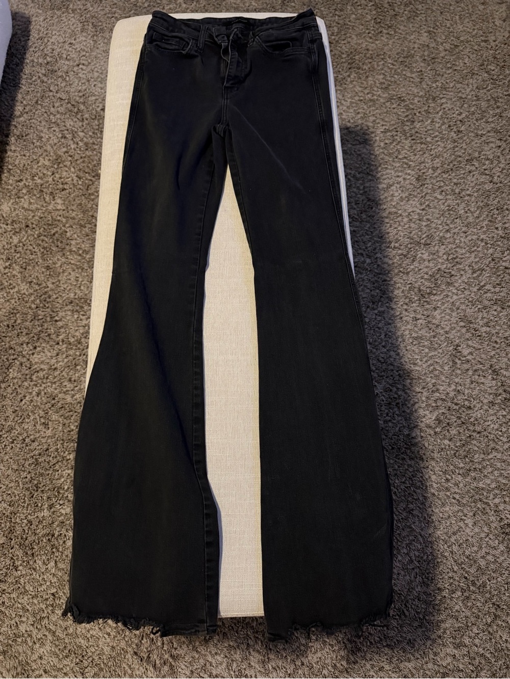 Flying Monkey Black Flare Jeans with Raw Hem